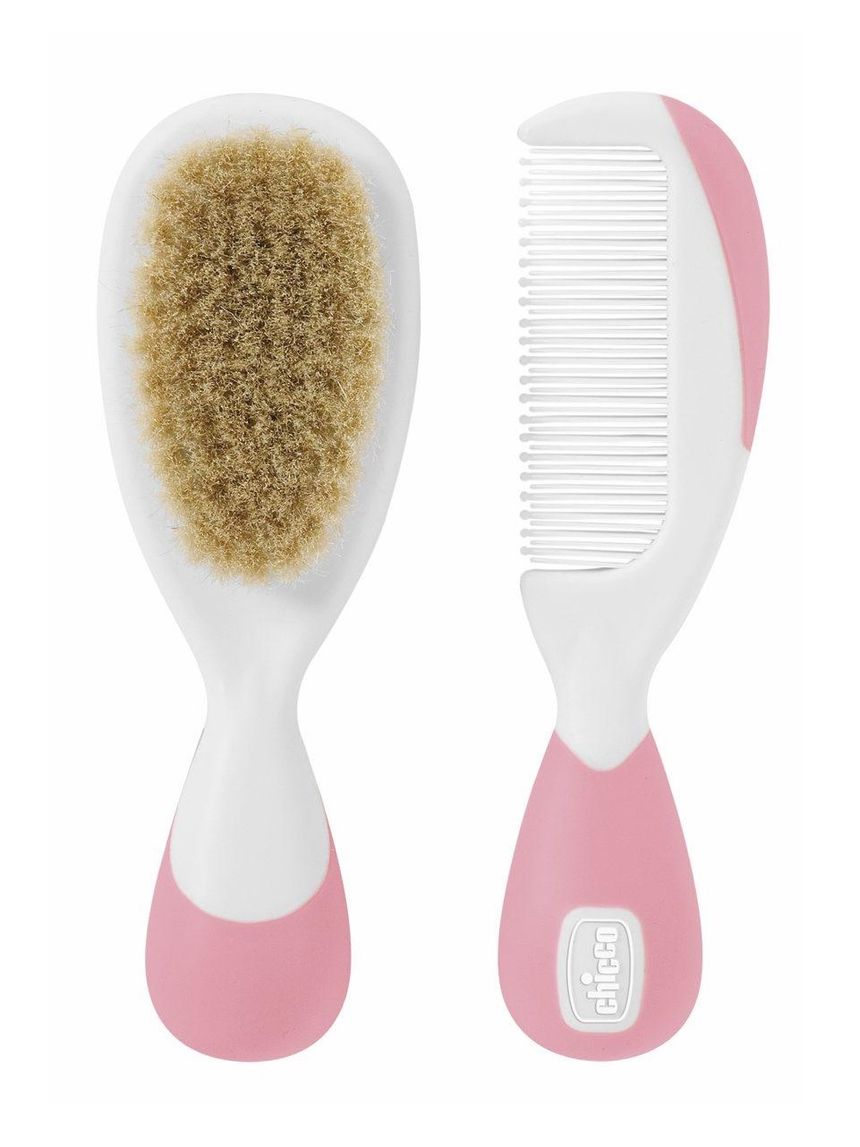 Chicco βούρτσα-χτένα safe φυσική τρίχα ροζ h03-06569-10 - Chicco