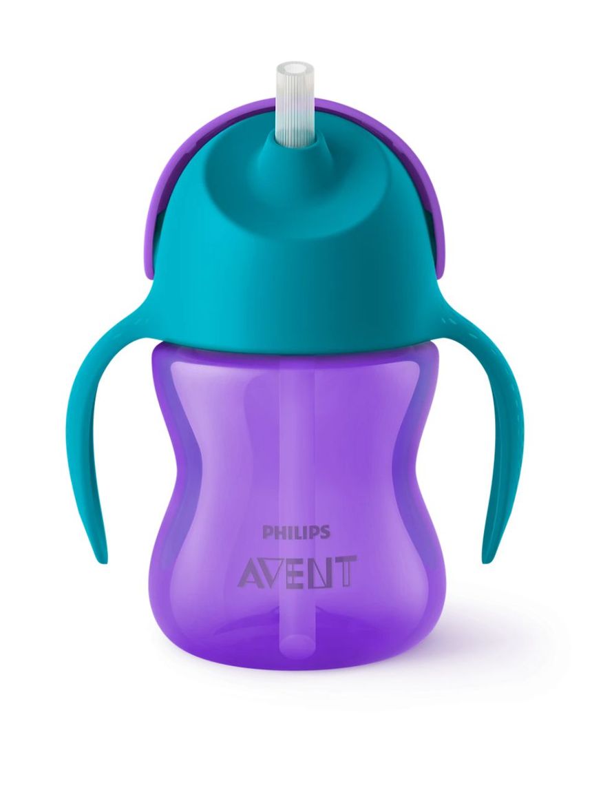 Philips avent εκπαιδευτικό ποτηράκι με καλαμάκι 200ml μωβ scf796/02 - Philips Avent