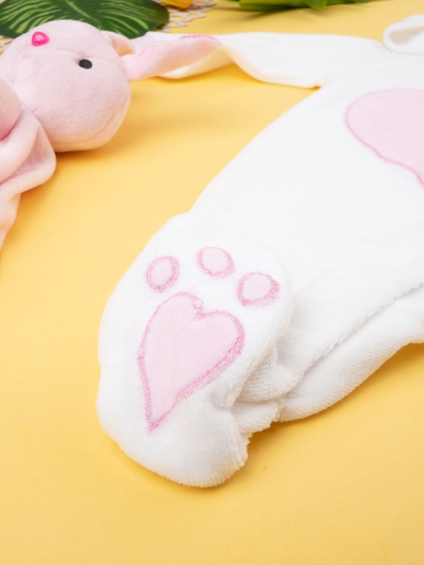 βρεφικό φορμάκι σενίλ άσπρο με μονόκερο για κορίτσι - Prénatal