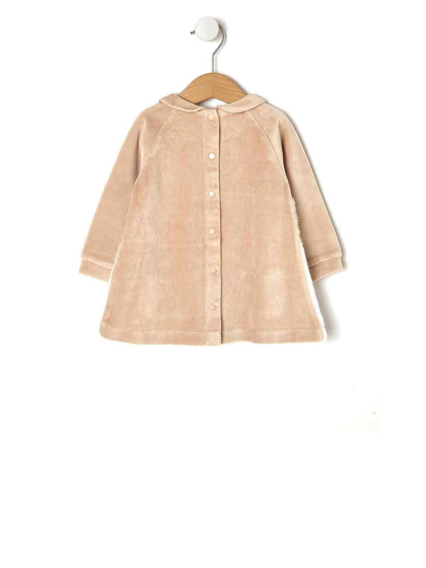 φόρεμα σενίλ μπεζ με γούνινο αρκουδάκι για κορίτσι - Prénatal