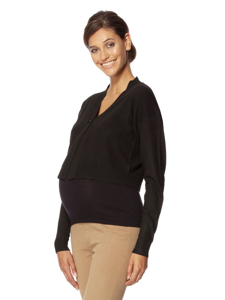 γυναικεία ζακέτα πλεκτή μαύρη κοντή - Prénatal