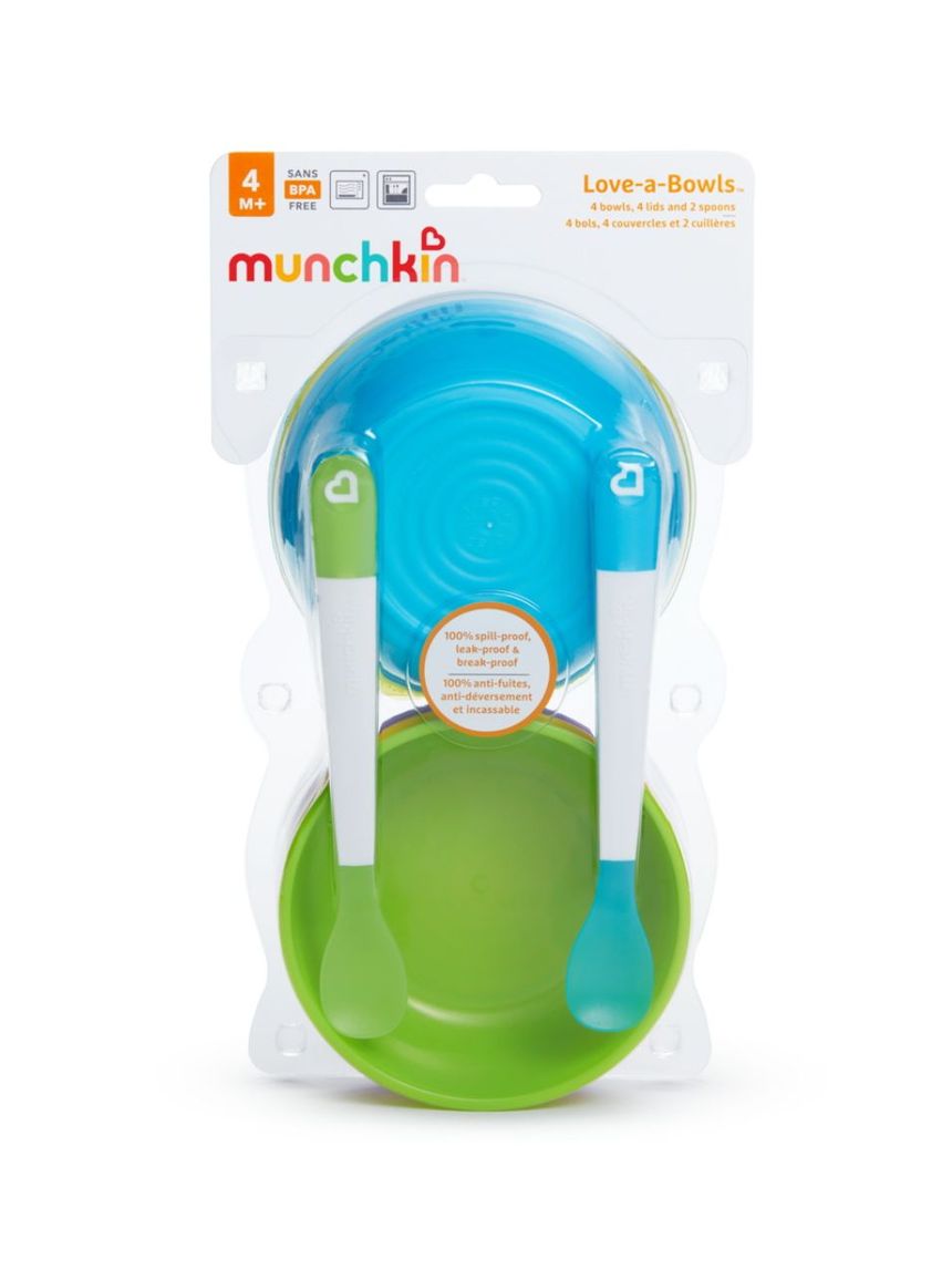 Munchkin love a bowls σετ 4 μπολ φαγητού και 2 κουταλάκια 12106 - Munchkin