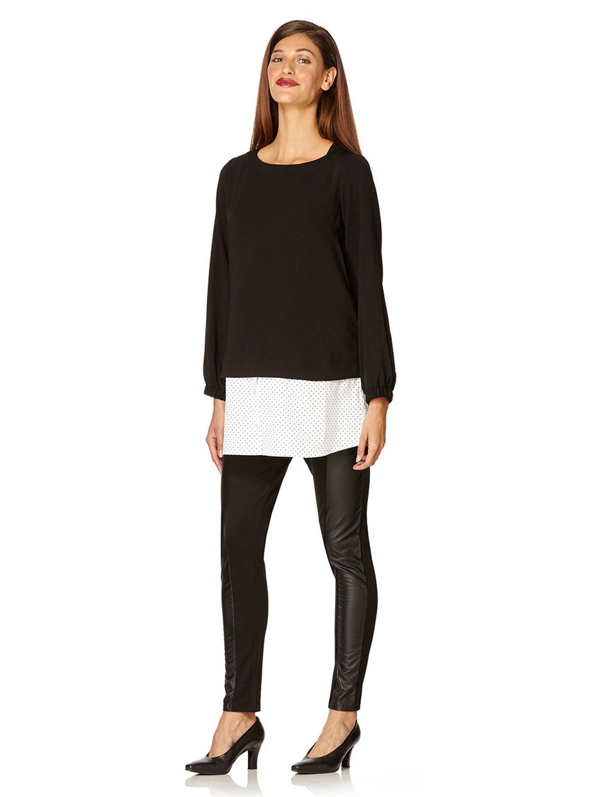 γυναικείο κολάν μαύρο με ένθετα απο δερματίνη - Prénatal