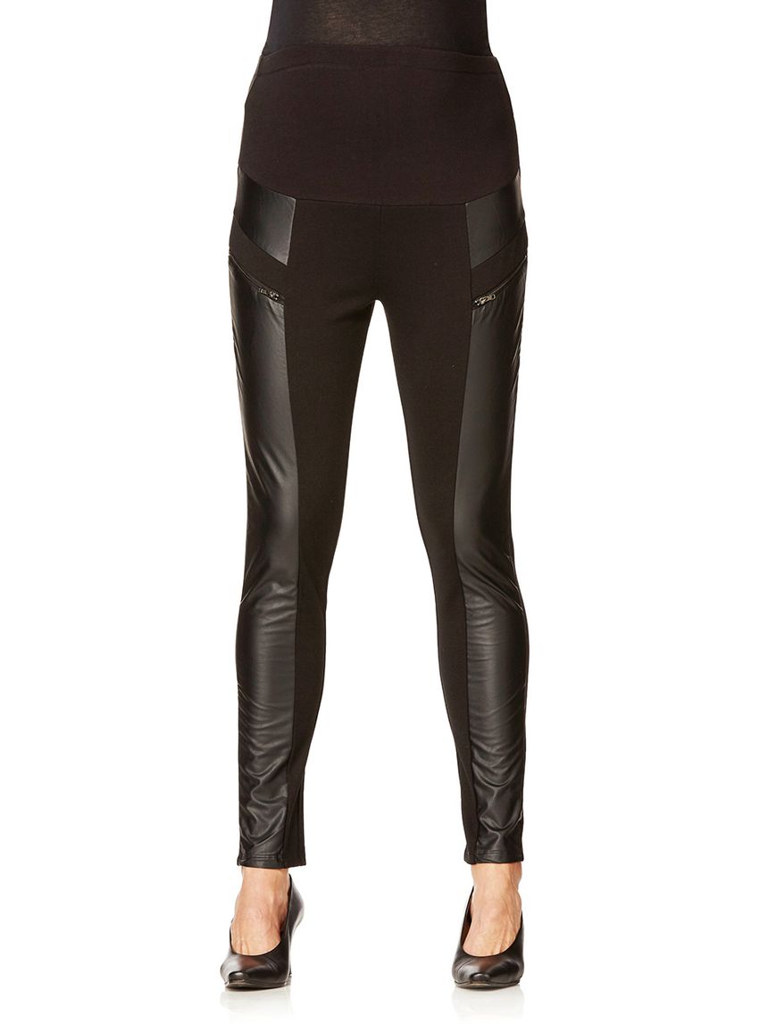 γυναικείο κολάν μαύρο με ένθετα απο δερματίνη - Prénatal