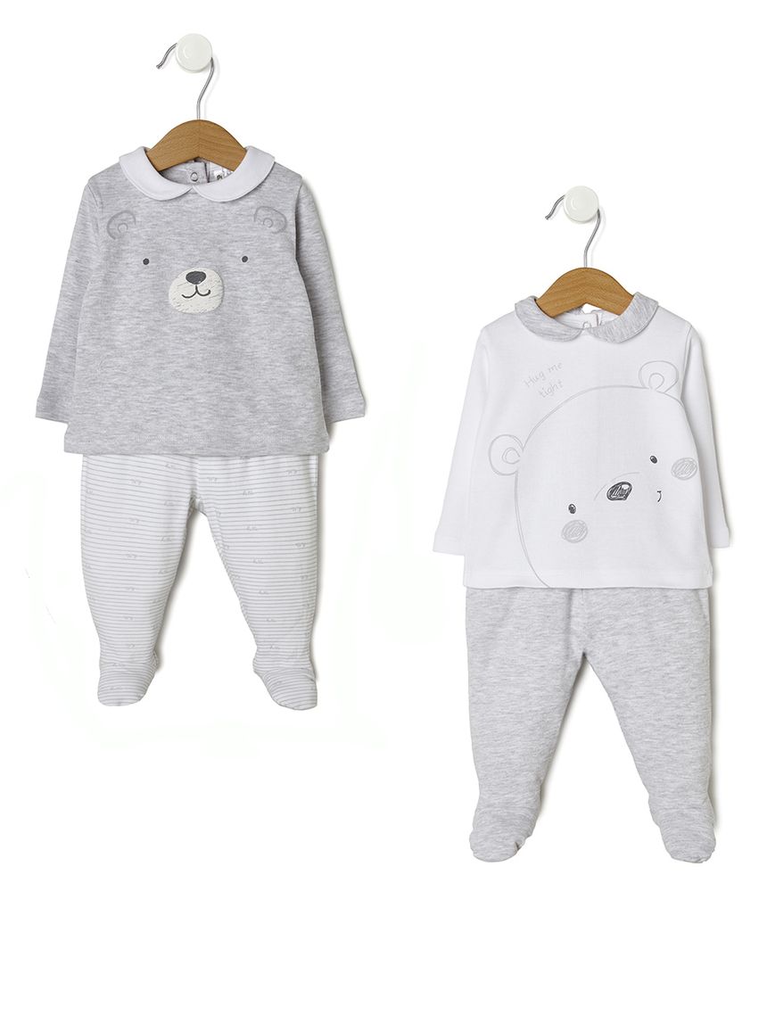 σετ interlock πακέτο χ2 γκρι-λευκό unisex - Prénatal