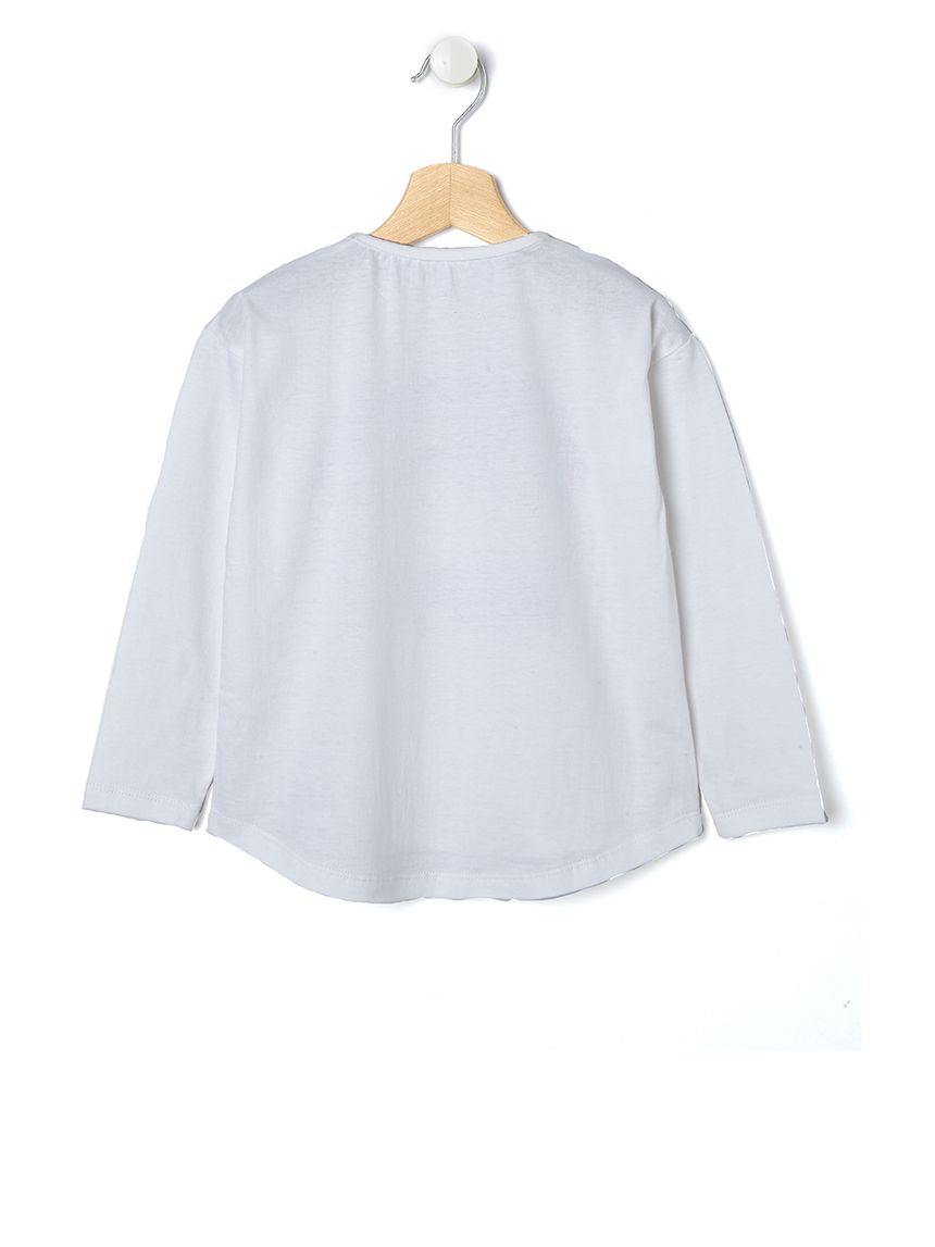 μπλούζα μακρυμάνικη jersey λευκή για κορίτσι - Prénatal