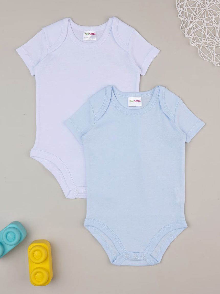 βρεφικά κορμάκια κοντομάνικα πακέτο x2 τμχ για αγόρι - Prénatal