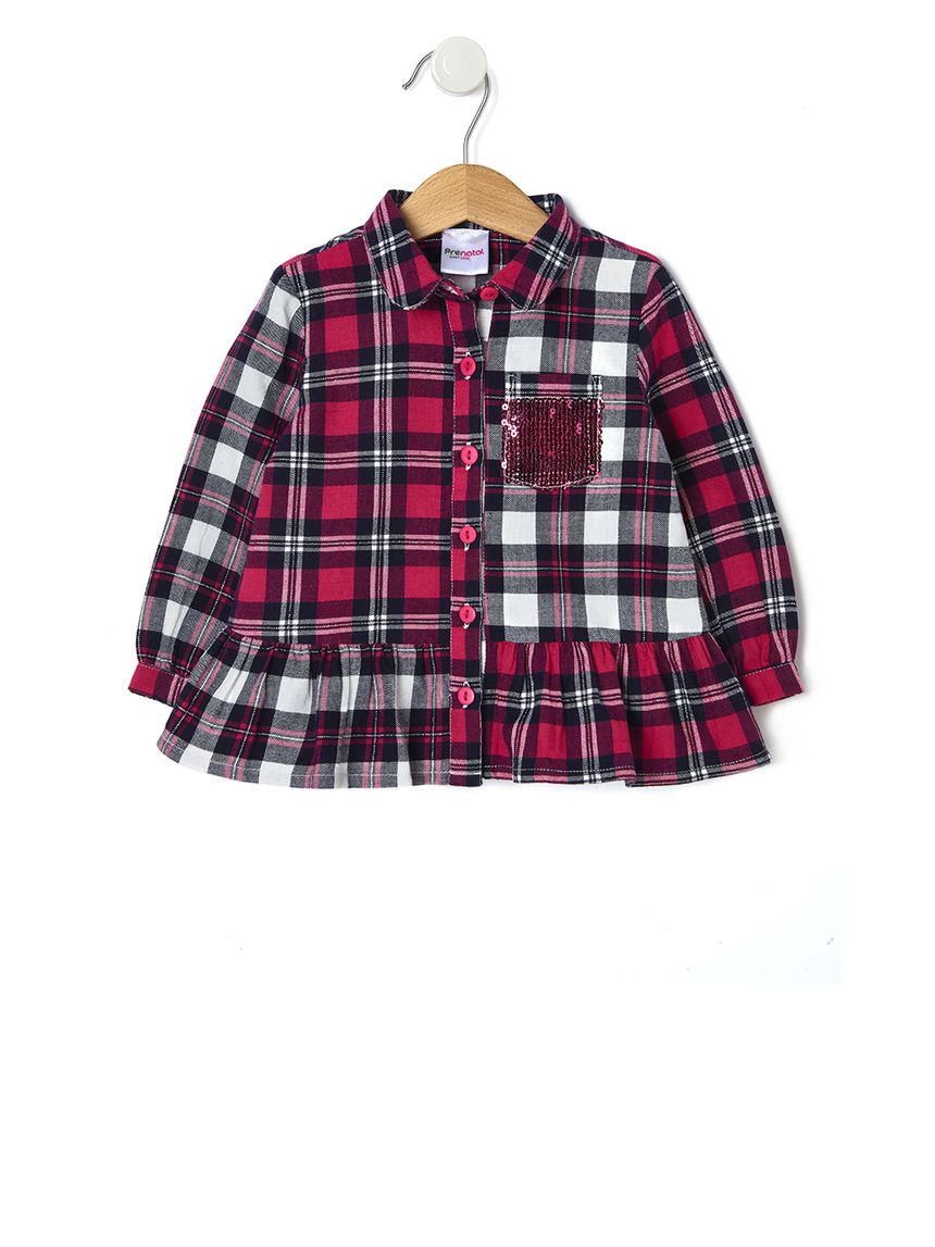 πουκάμισο tartan καρό με παγιέτες για κορίτσι - Prénatal
