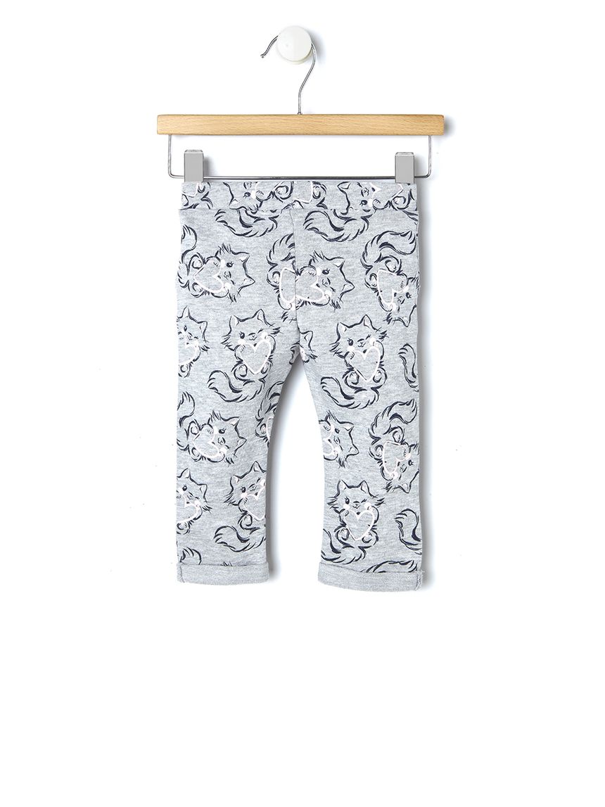 παντελόνι φόρμας γκρι με γατάκια για κορίτσι - Prénatal