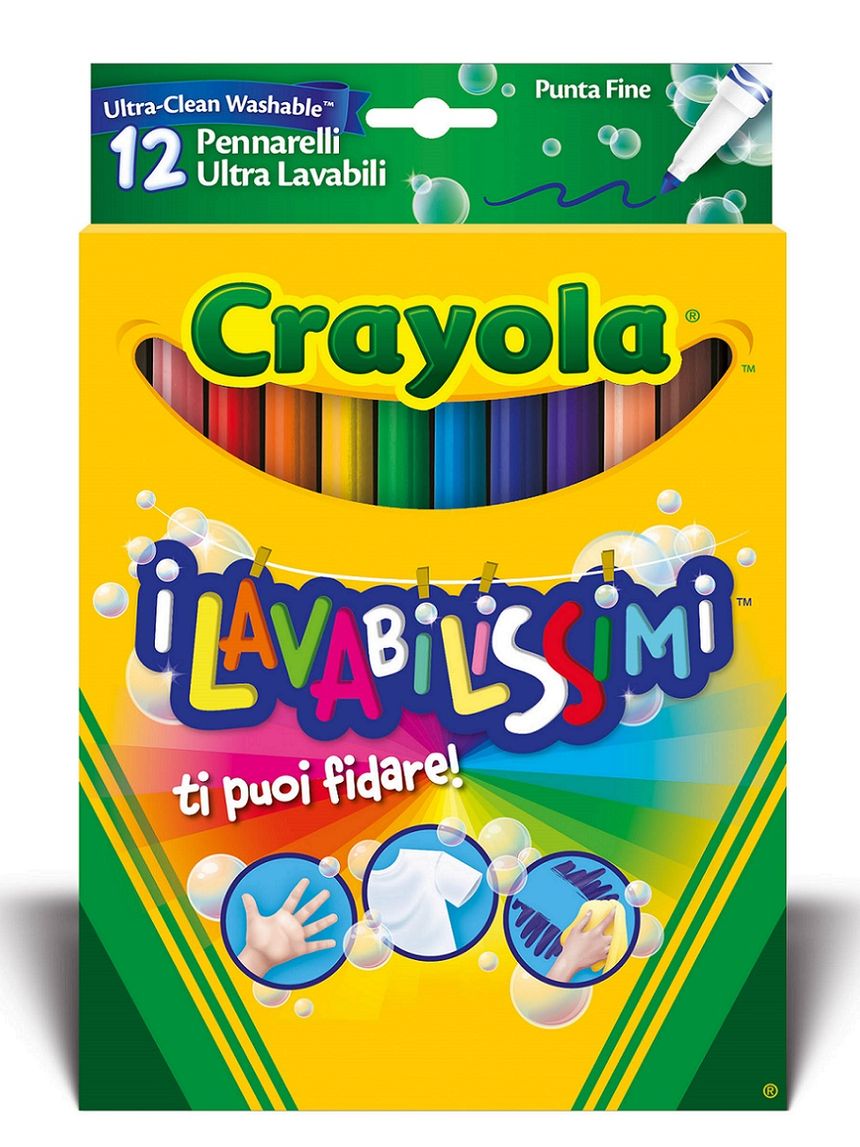 Crayola 12 μαρκαδόροι ultra clean washable με λεπτή μύτη - Crayola
