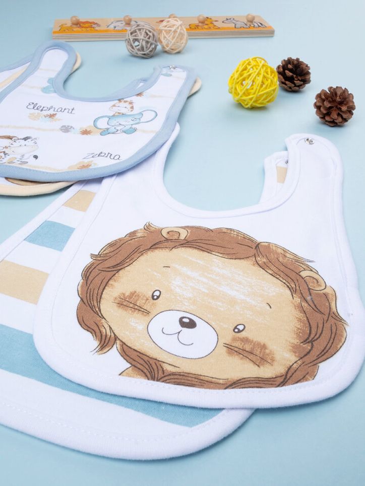 βρεφικές σαλιάρες βαμβακερές jungle πακέτο x5 για αγόρι - Prénatal