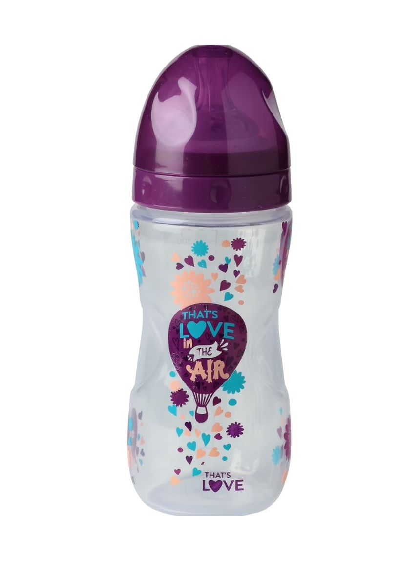 That's love - πλαστικό μπιμπερό 330ml (θήλη 2 οπές σιλικόνη) 2m+, μωβ - That's Love