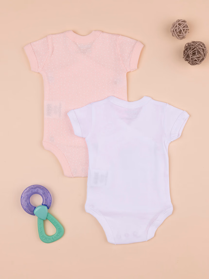 βρεφικά κορμάκια κοντομάνικα πακέτο x2 τμχ it's a girl για κορίτσι - Prénatal