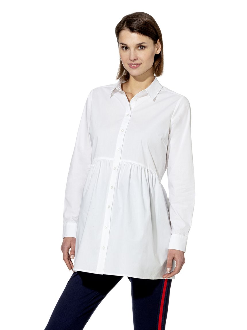 γυναικείο πουκάμισο κλασικό μακρύ λευκό - Prénatal