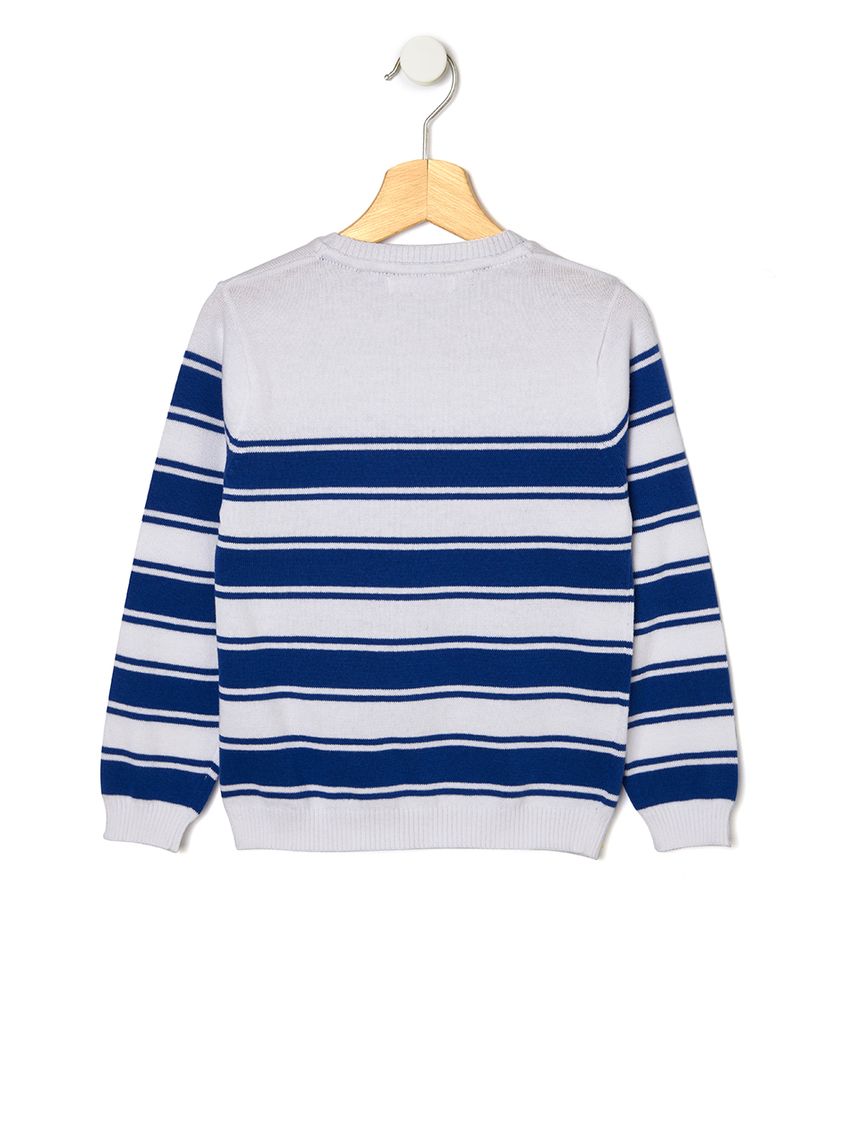 πλεκτή μπλούζα λευκή με ρίγες για αγόρι - Prénatal