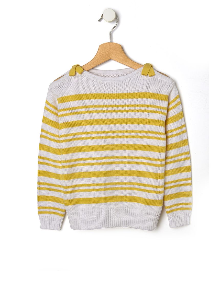 μπλουζάκι πλεκτό ριγέ με φιογκάκια για κορίτσι - Prénatal