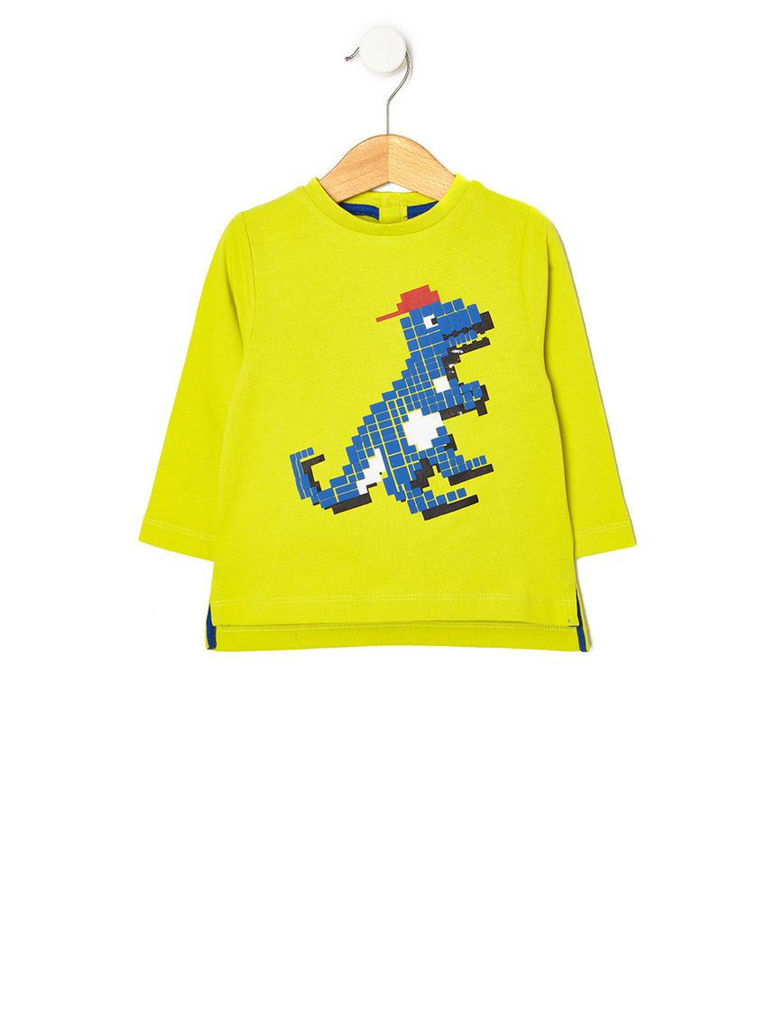 μπλούζα πράσινη φλούο με δεινόσαυρο για αγόρι - Prénatal