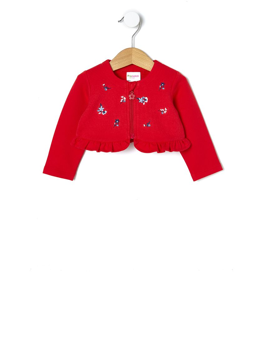 βρεφική ζακέτα κόκκινη με λουλούδια για κορίτσι - Prénatal