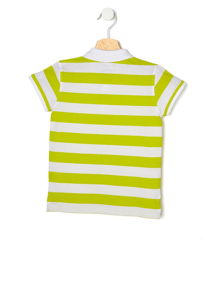 μπλούζα κοντομάνικη πόλο πικέ ριγέ για αγόρι - Prénatal