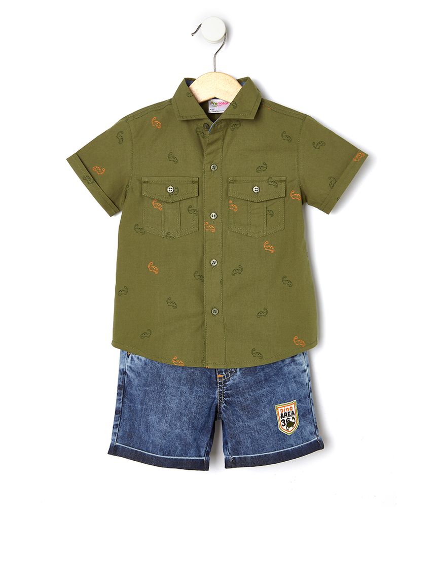 σετ πουκάμισο και τζιν σορτσάκι για αγόρι - Prénatal