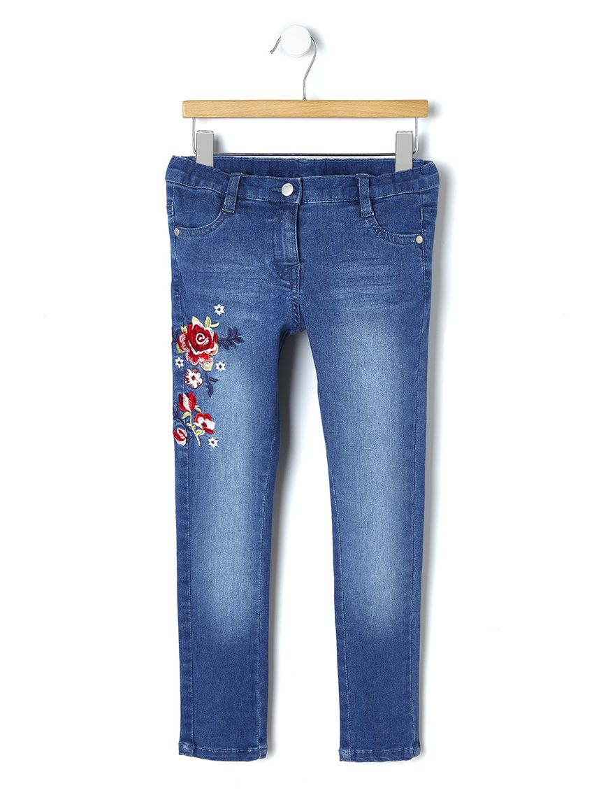 τζιν παντελόνι με κέντημα λουλουδιών για κορίτσι - Prénatal