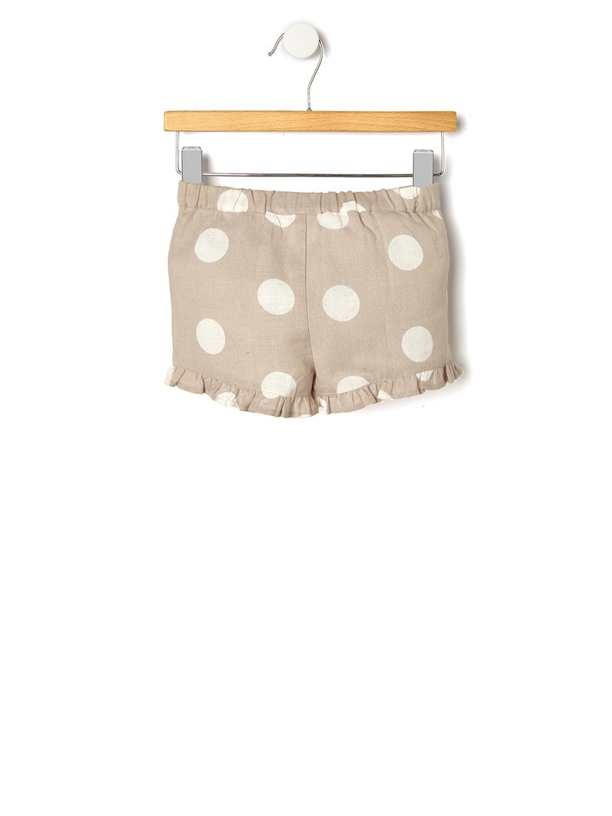 σορτσάκι λινό εκρού με πουά για κορίτσι - Prénatal