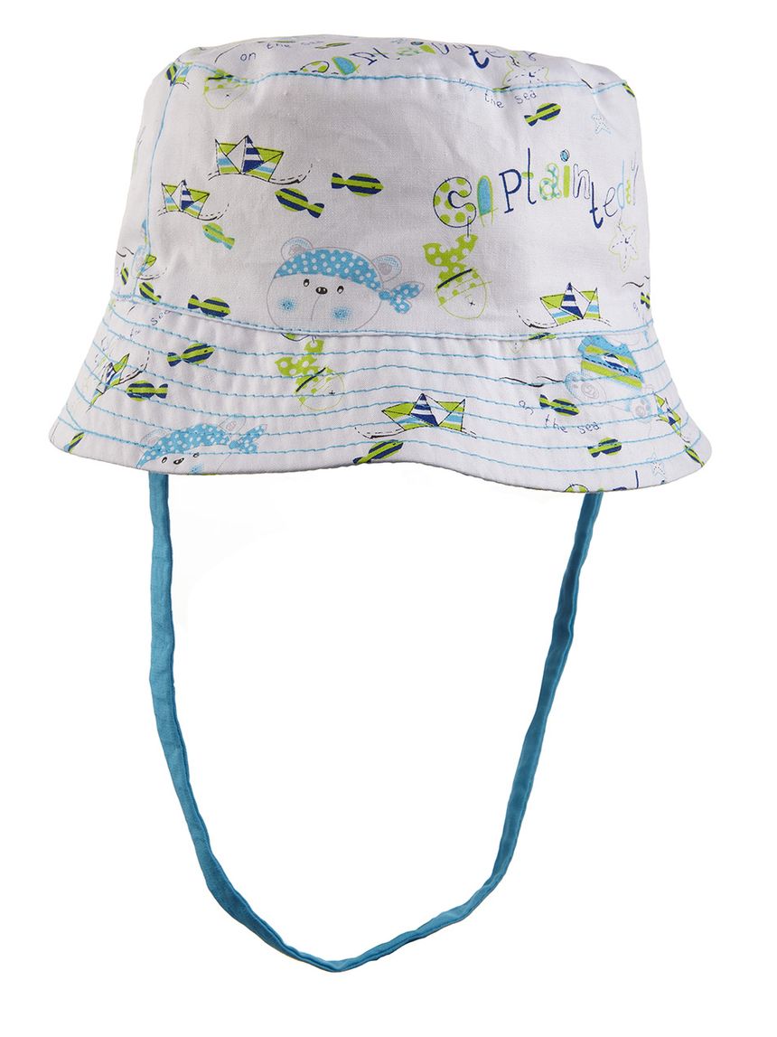 καπέλο λευκό με ψαράκια για αγόρι - Prénatal