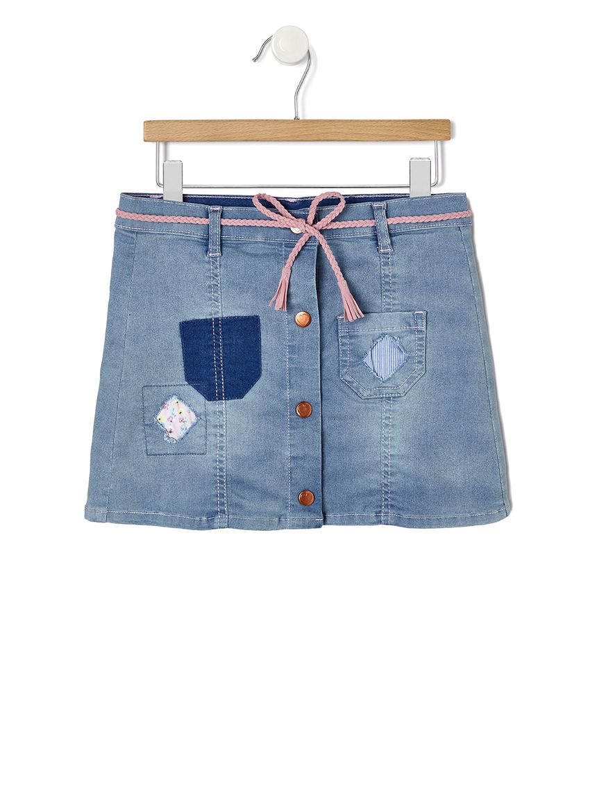 φούστα denim με patch λουλούδι μεγ.8-9/9-10 ετών για κορίτσι - Prénatal