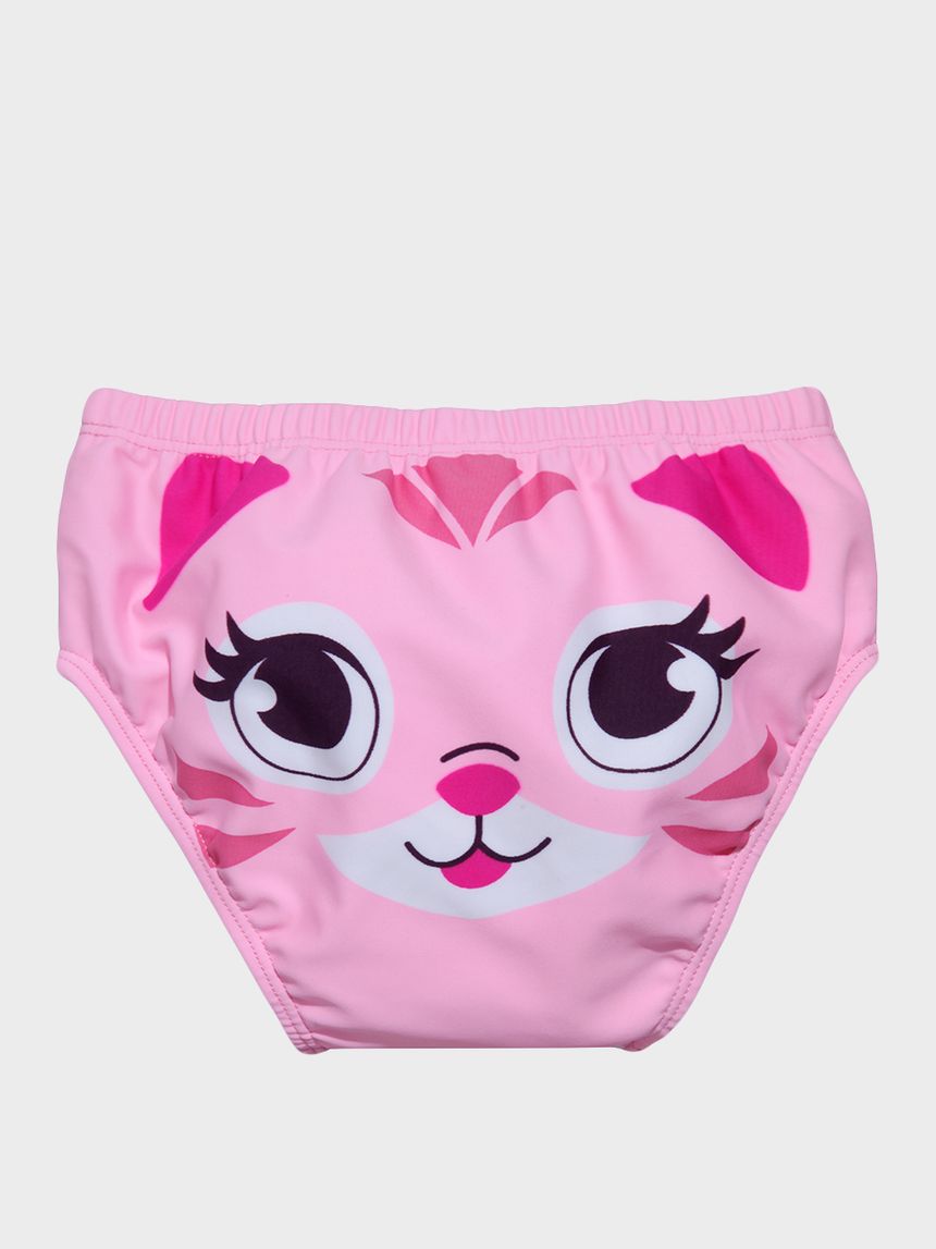 βρεφικό μαγιό πάνα ροζ με γατάκι για κορίτσι - Prénatal