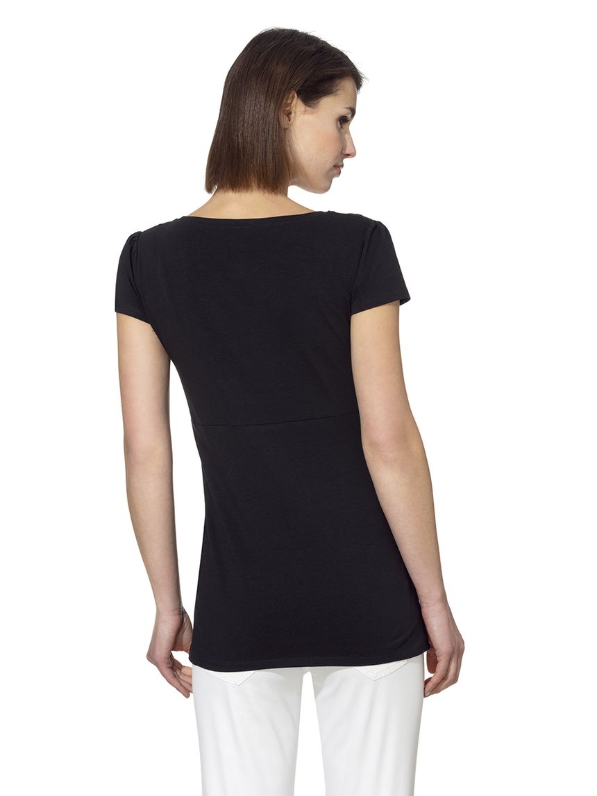 γυναικείο t-shirt εγκυμοσύνης/θηλασμού μαύρο με φάσα - Prénatal