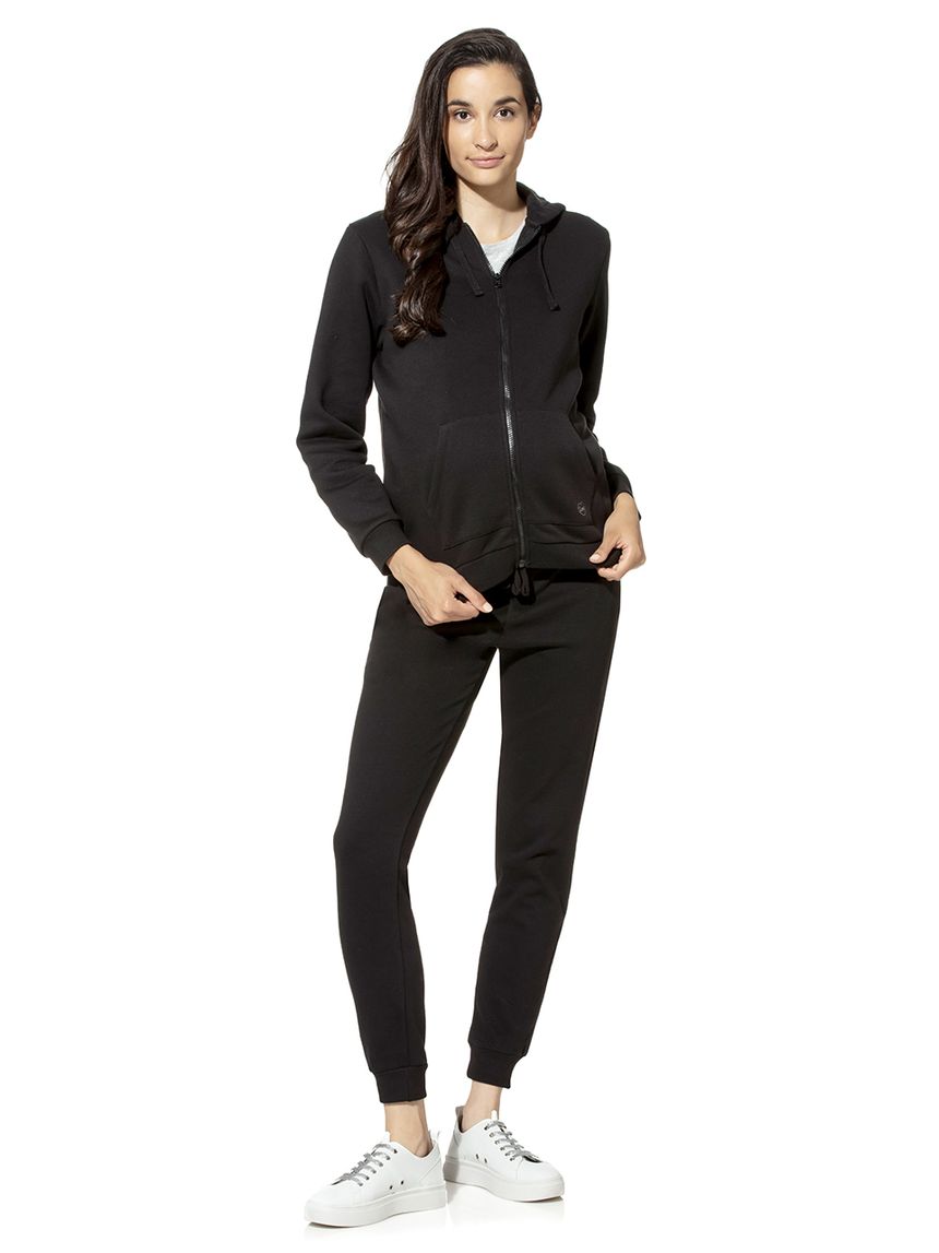 γυναικεία ζακέτα φόρμας μαύρη με κουκούλα - Prénatal