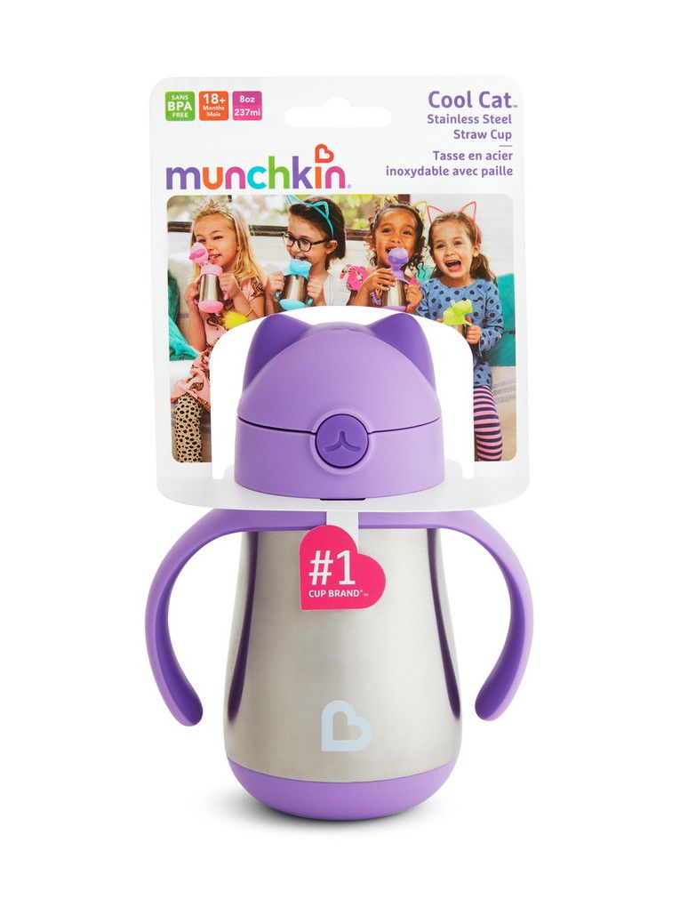 παγούρι θερμός με καλαμάκι cool cat purple 237ml 18m+ - Munchkin