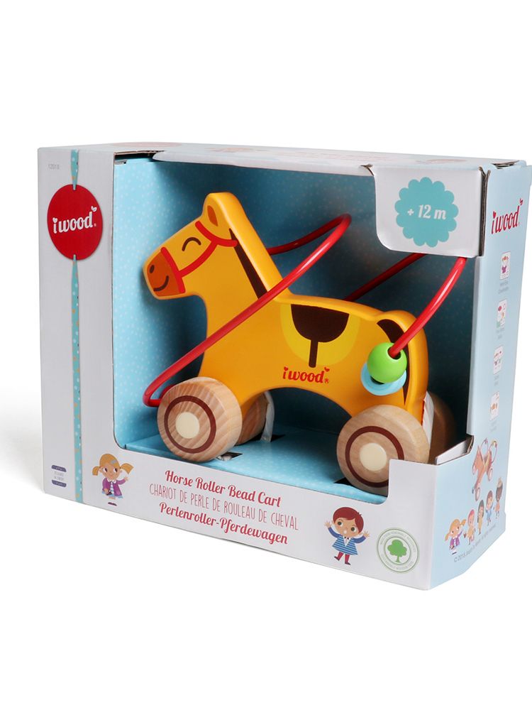 συρόμενο άλογο με ξύλινες χάντρες - iwood