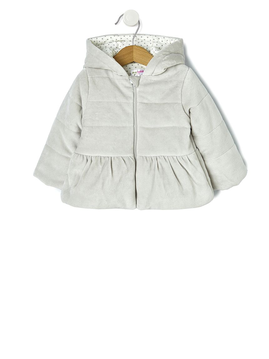 μπουφάν σενίλ με κουκούλα γκρι για κορίτσι - Prénatal