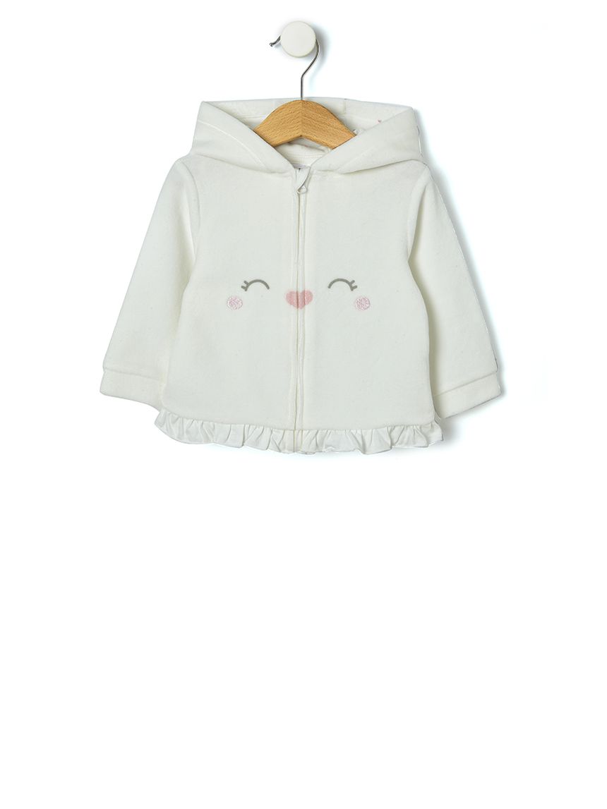 ζακετάκι με κουκούλα κρεμ funny για κορίτσι - Prénatal