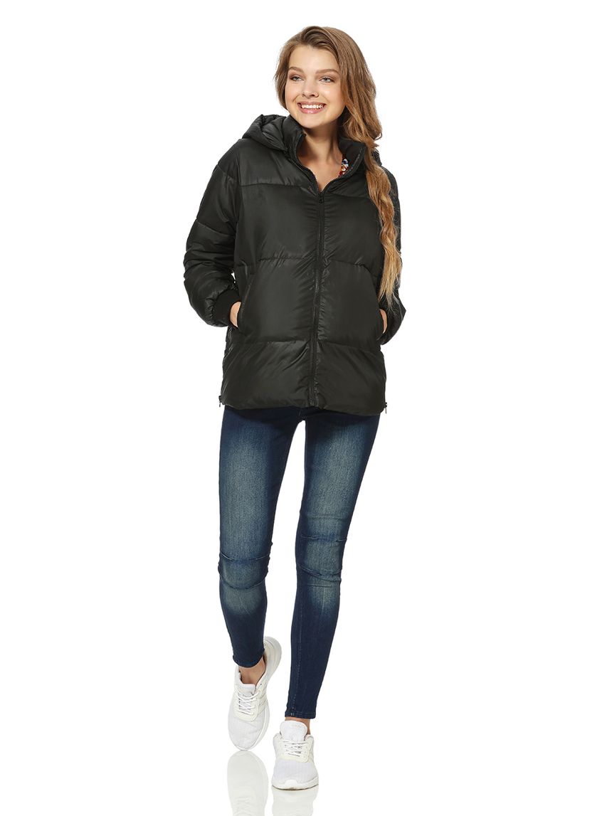 γυναικείο μπουφάν με κουκούλα μαύρο - Prénatal