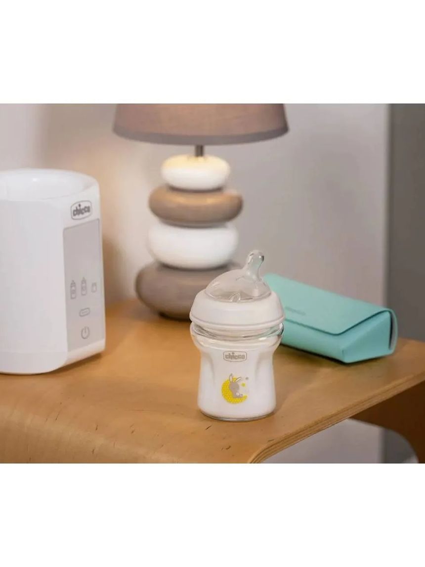 Chicco γυάλινο μπιμπερό natural feeling με θηλή σιλικόνης 250ml 0+ μηνών λευκό - Chicco
