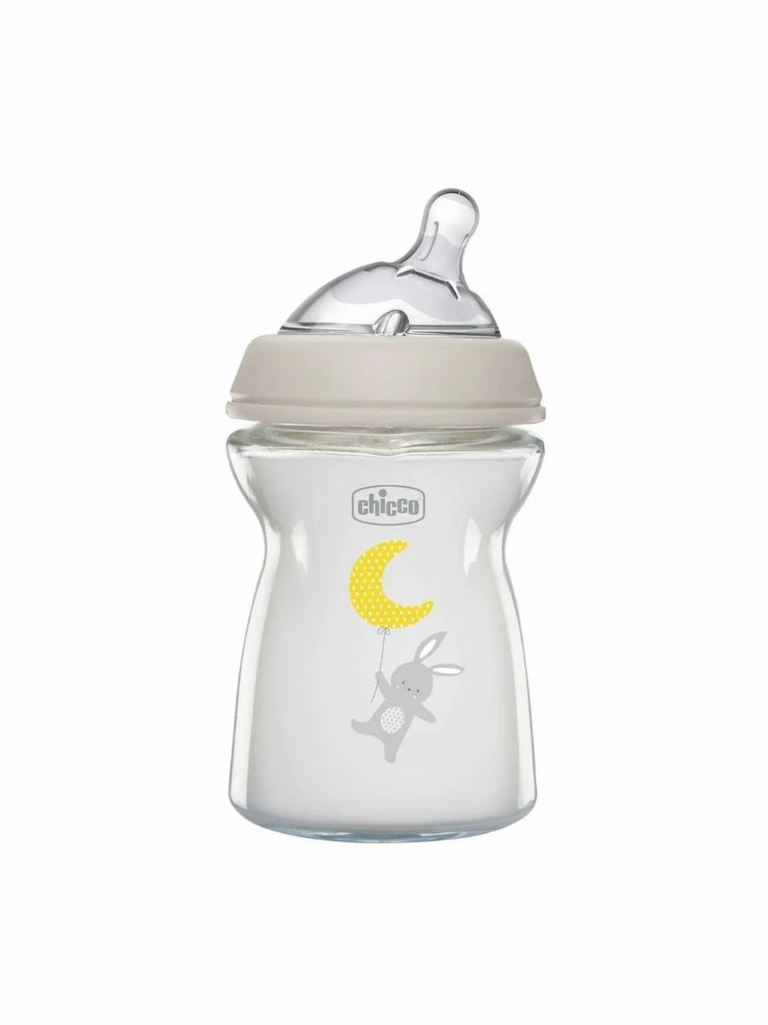 Chicco γυάλινο μπιμπερό natural feeling με θηλή σιλικόνης 250ml 0+ μηνών λευκό - Chicco