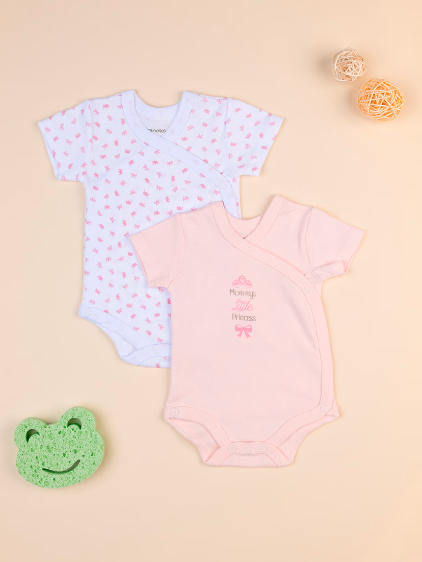 κορμάκια κοντομάνικα πακέτο x2 mommy's princess για κορίτσι - Prénatal