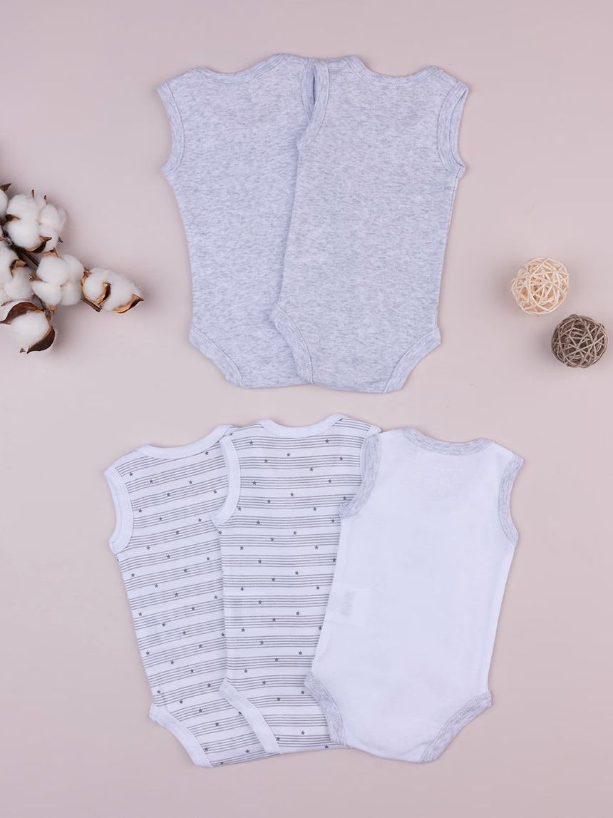 βρεφικά κορμάκια με αστεράκια πακέτο x5 unisex - Prénatal