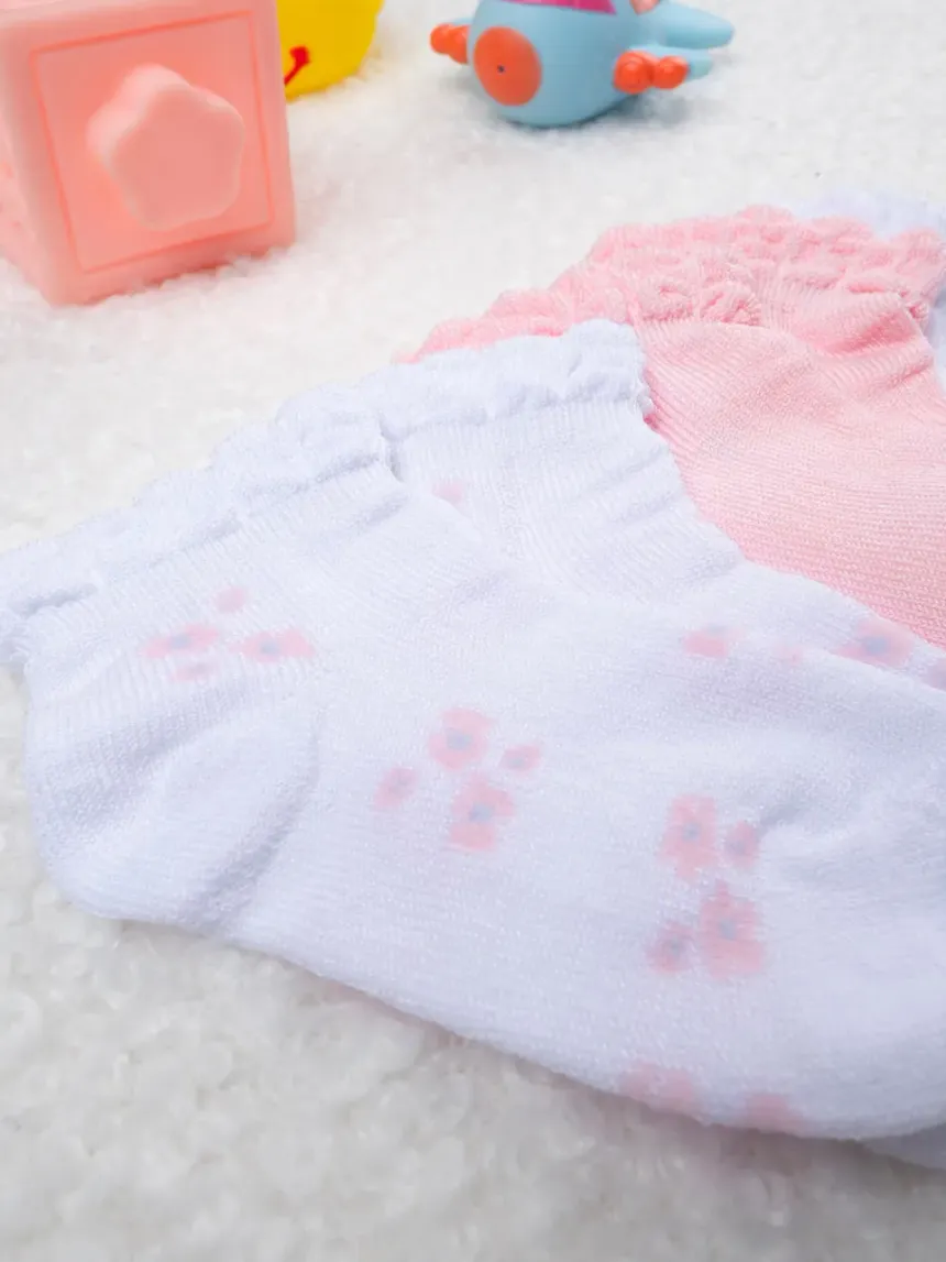βρεφικές κάλτσες πακέτο x3 με λουλούδια για κορίτσι - Prénatal