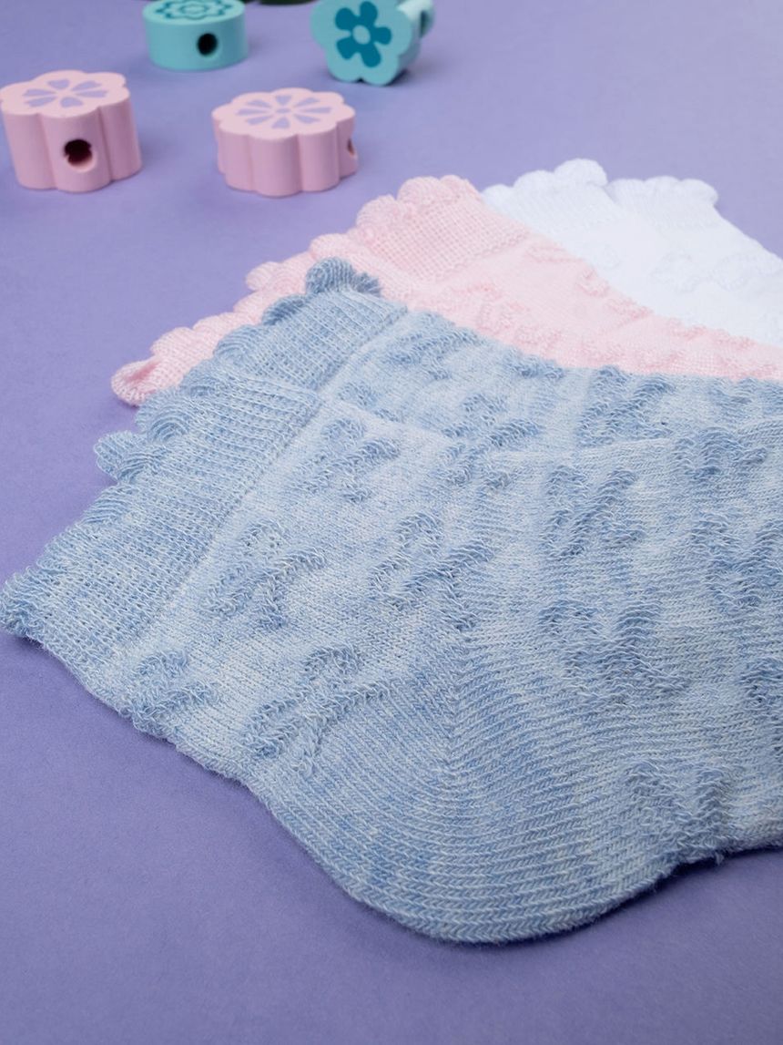 παιδικές κάλτσες κοντές πακέτο x3 για κορίτσι - Prénatal