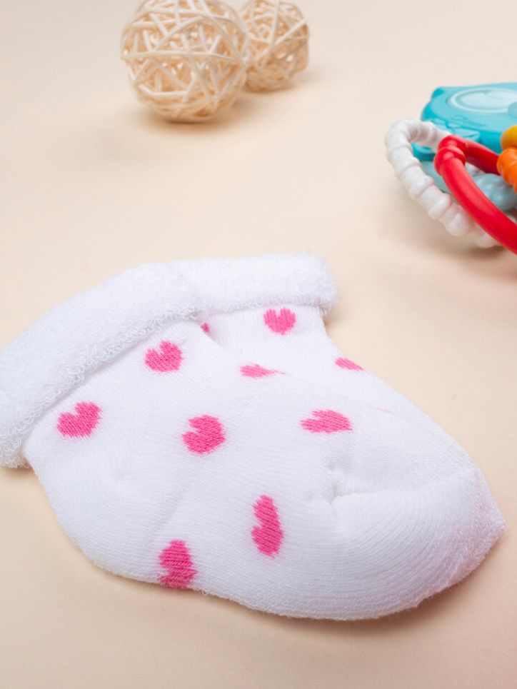 βρεφικές κάλτσες πετσετέ με καρδούλες πακέτο χ2 για κορίτσι - Prénatal