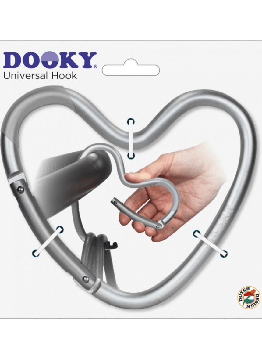 Dooky γάντζος καροτσιού καρδιά matt silver 14 x 12 εκ. - Dooky