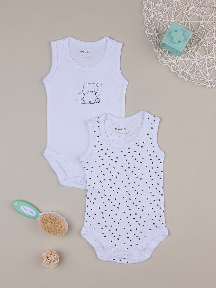 βρεφικά κορμάκια αμάνικα με αστεράκια πακέτο x2 για αγόρι - Prénatal