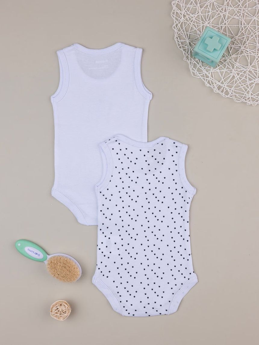 βρεφικά κορμάκια αμάνικα με αστεράκια πακέτο x2 για αγόρι - Prénatal