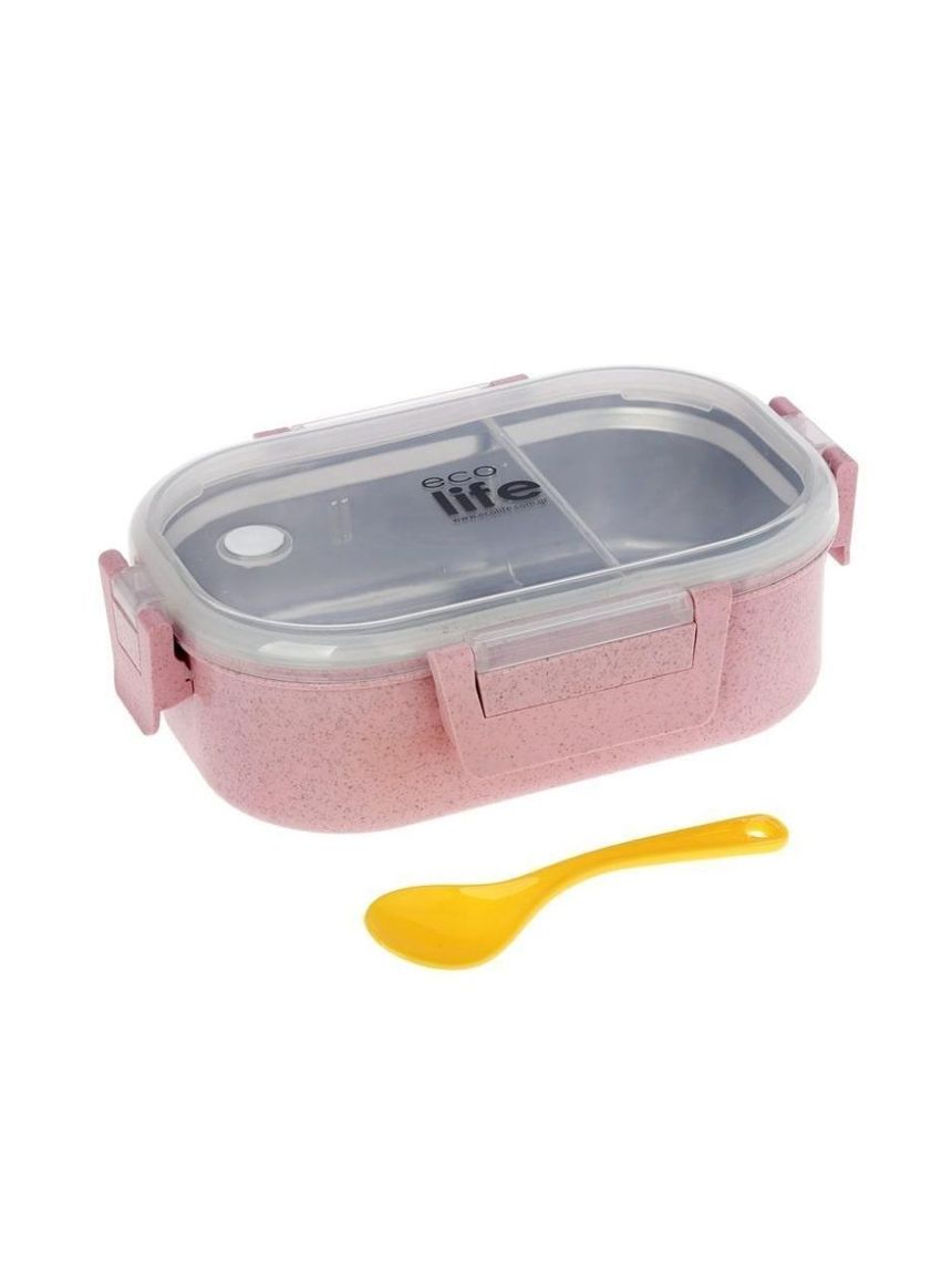 Ecolife ανοξείδωτο φαγητοδοχείο με χώρισμα 900ml light pink 33-bo-9073 - Ecolife