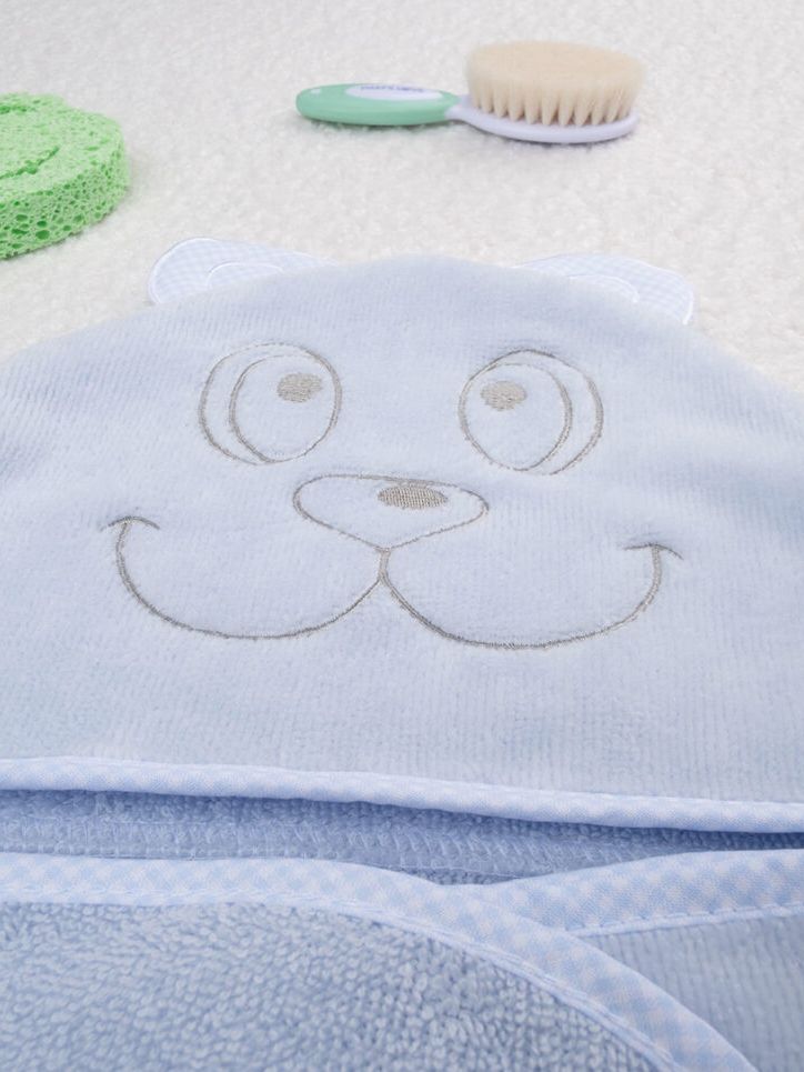 βρεφική μπουρνουζοπετσέτα γαλάζια με αρκουδάκι για αγόρι - Prénatal