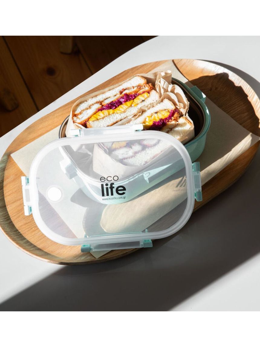 Ecolife ανοξείδωτο φαγητοδοχείο με χώρισμα 900ml light green 33-bo-9074 - Ecolife
