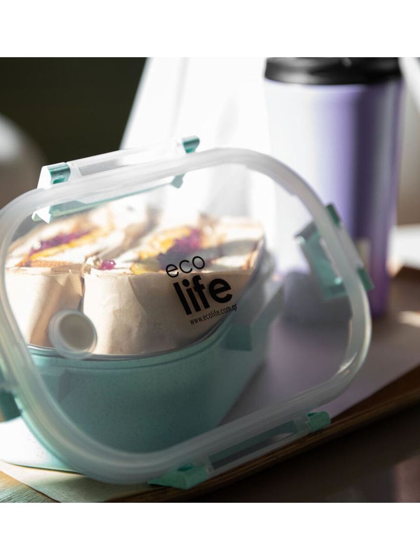 Ecolife ανοξείδωτο φαγητοδοχείο με χώρισμα 900ml light green 33-bo-9074 - Ecolife